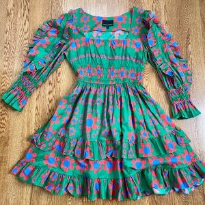 Cynthia Rowley Spencer Smocked Mini Ruffle Dress - Size M